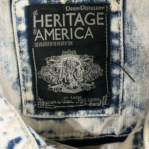 Heritage America 1776 250 years Bleached Denim Biker Moto Patch Vest XXL - Picture 4 of 7